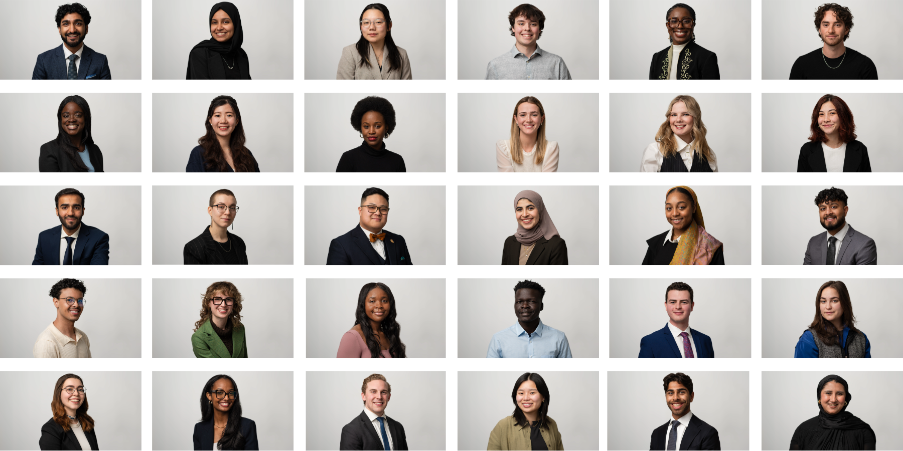 Headshot collage of 30 International and Canadian Scholars selected for the McCall MacBain Scholarships at McGill Fall 2025 cohort